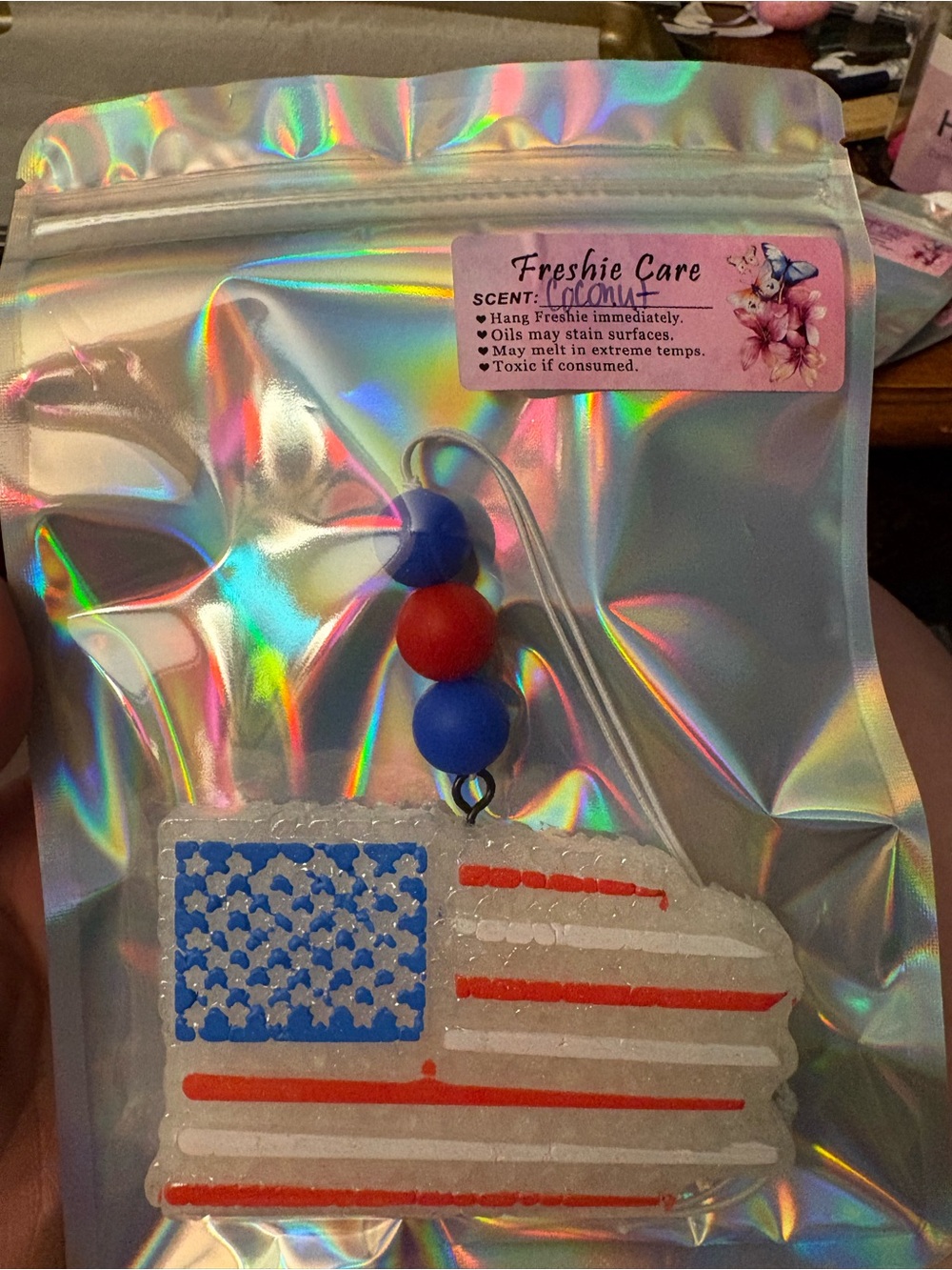 Americana Flag Scented Hanging Decoration - Red & Blue